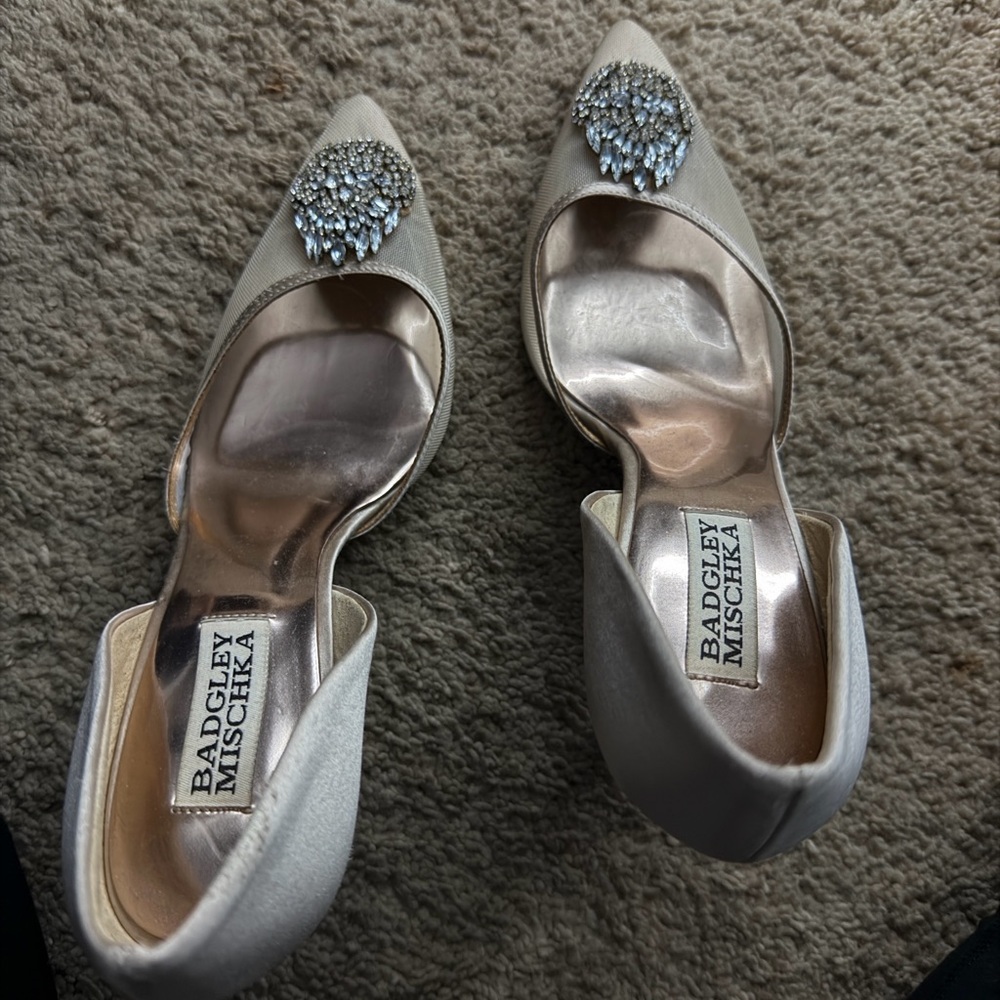 Badgley Mischka Silver Embellished Heels